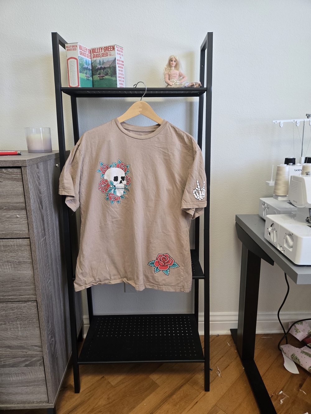 Eighty Eight Tan Graphic Skull & Rose Short Sleeve Tee